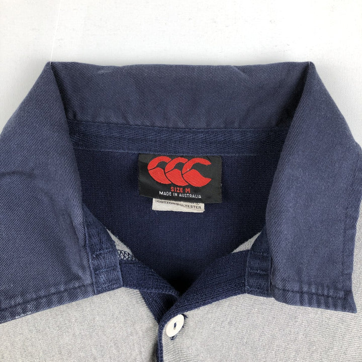 CANTERBURY OF NEW ZEALAND Long-Sleeve Rugby Shirt, Men's Size M (approx.) cotton navy blue type Vintage Second Hand