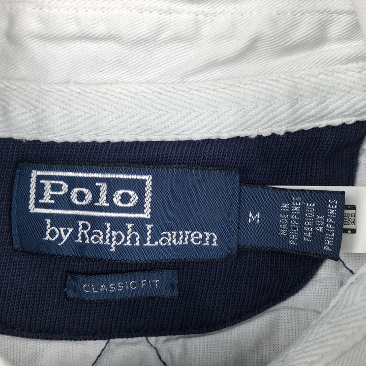 Ralph Lauren POLO by Ralph Lauren CUSTOM FIT Border Pattern Multi-stripe Long-Sleeve Rugby Shirt, Men's Size M (approx.) cotton green type Vintage Second Hand