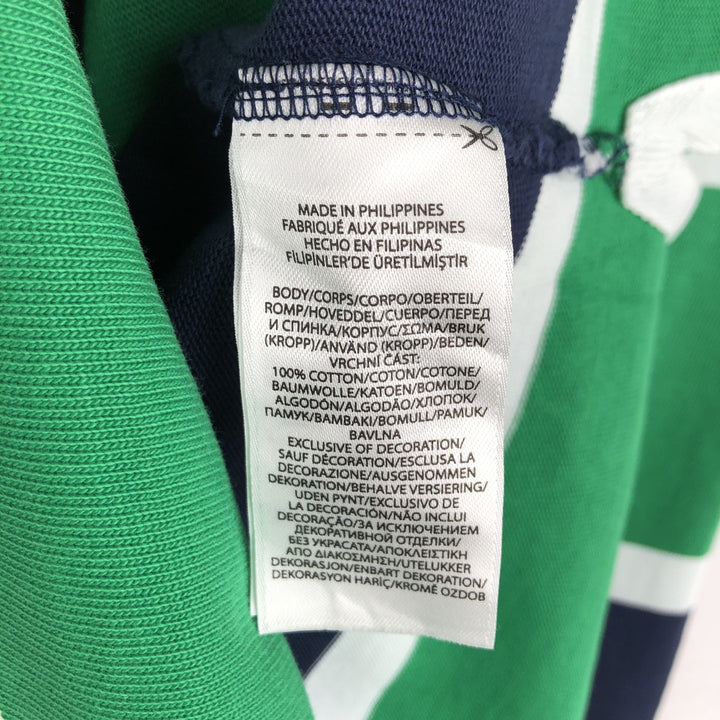 Ralph Lauren POLO by Ralph Lauren CUSTOM FIT Border Pattern Multi-stripe Long-Sleeve Rugby Shirt, Men's Size M (approx.) cotton green type Vintage Second Hand