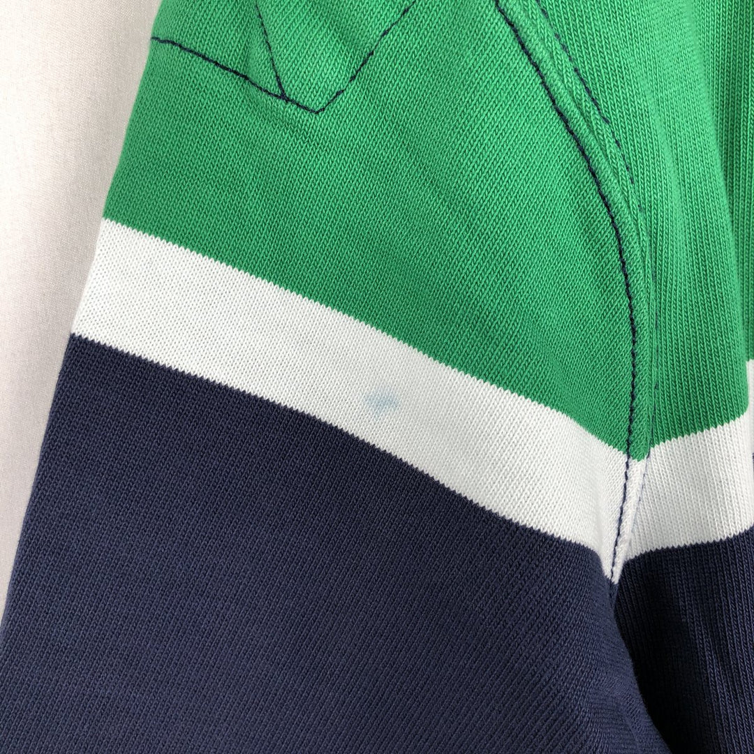 Ralph Lauren POLO by Ralph Lauren CUSTOM FIT Border Pattern Multi-stripe Long-Sleeve Rugby Shirt, Men's Size M (approx.) cotton green type Vintage Second Hand