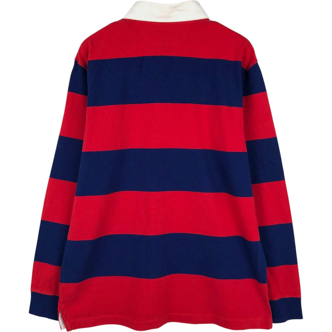Ralph Lauren POLO RALPH LAUREN CLASSIC FIT Striped Pattern Long-Sleeve Rugby Shirt, Men's Size M (approx.) cotton red type Vintage Second Hand