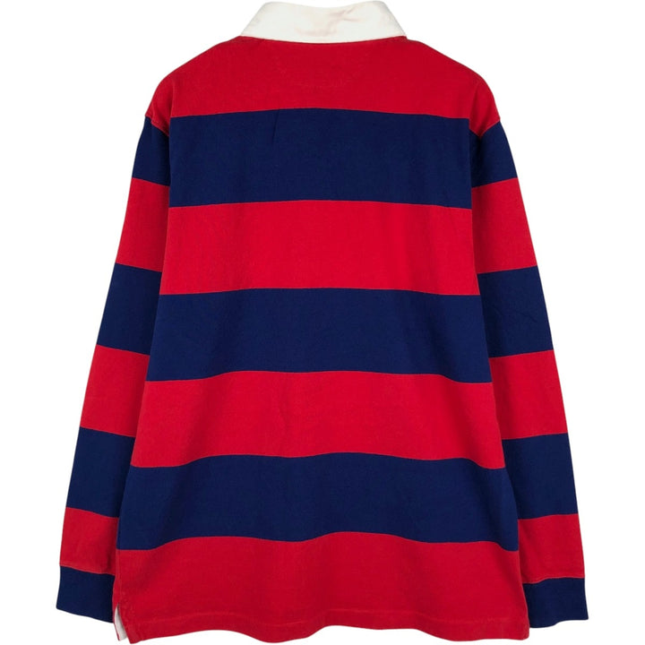Ralph Lauren POLO RALPH LAUREN CLASSIC FIT Striped Pattern Long-Sleeve Rugby Shirt, Men's Size M (approx.) cotton red type Vintage Second Hand