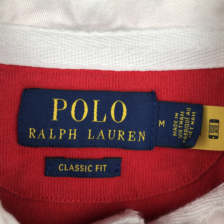 Ralph Lauren POLO RALPH LAUREN CLASSIC FIT Striped Pattern Long-Sleeve Rugby Shirt, Men's Size M (approx.) cotton red type Vintage Second Hand