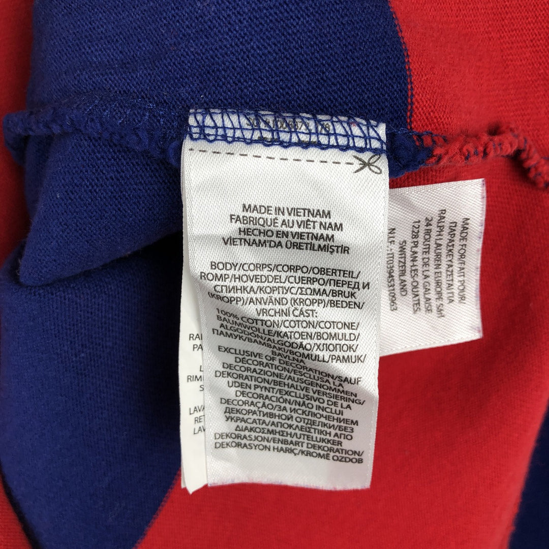 Ralph Lauren POLO RALPH LAUREN CLASSIC FIT Striped Pattern Long-Sleeve Rugby Shirt, Men's Size M (approx.) cotton red type Vintage Second Hand