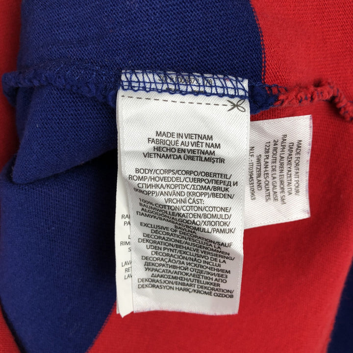 Ralph Lauren POLO RALPH LAUREN CLASSIC FIT Striped Pattern Long-Sleeve Rugby Shirt, Men's Size M (approx.) cotton red type Vintage Second Hand