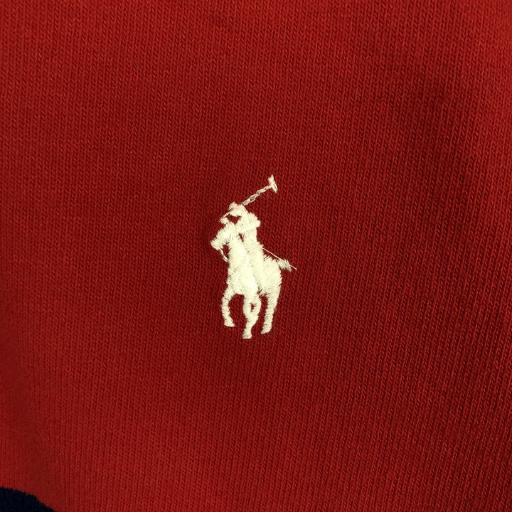 Ralph Lauren POLO RALPH LAUREN CLASSIC FIT Striped Pattern Long-Sleeve Rugby Shirt, Men's Size M (approx.) cotton red type Vintage Second Hand