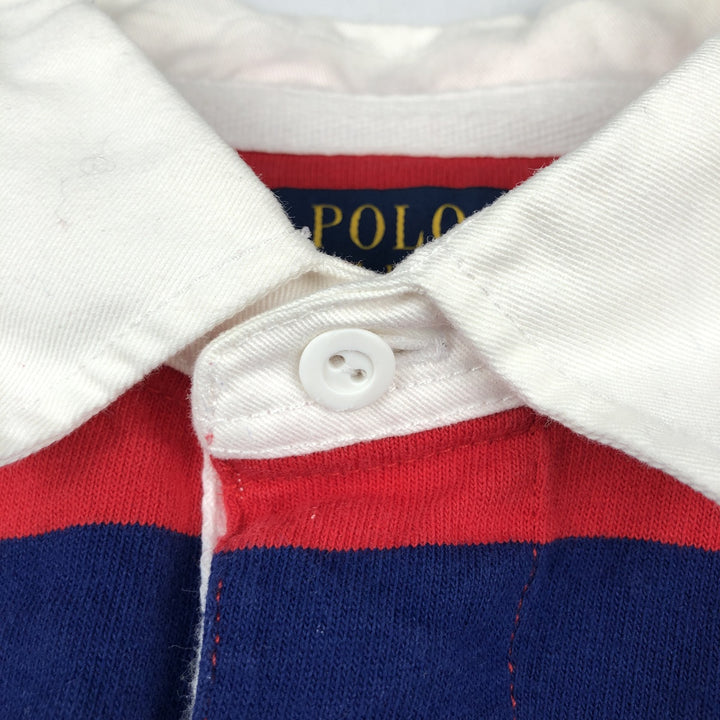 Ralph Lauren POLO RALPH LAUREN CLASSIC FIT Striped Pattern Long-Sleeve Rugby Shirt, Men's Size M (approx.) cotton red type Vintage Second Hand