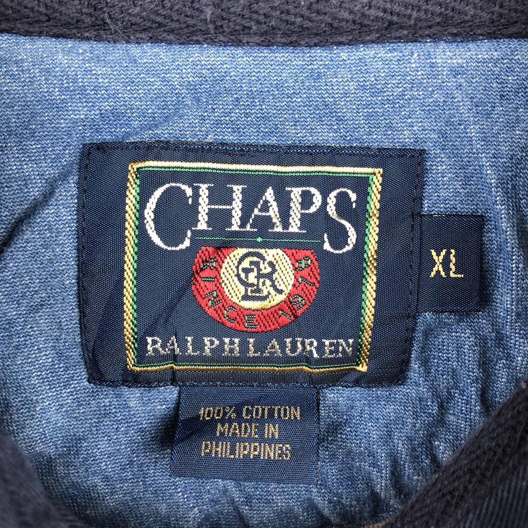 Ralph Lauren CHAPS Check Pattern Long-Sleeve Rugby Shirt, Men's Size XL (approx.) cotton red type Vintage Second Hand