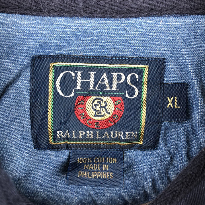 Ralph Lauren CHAPS Check Pattern Long-Sleeve Rugby Shirt, Men's Size XL (approx.) cotton red type Vintage Second Hand