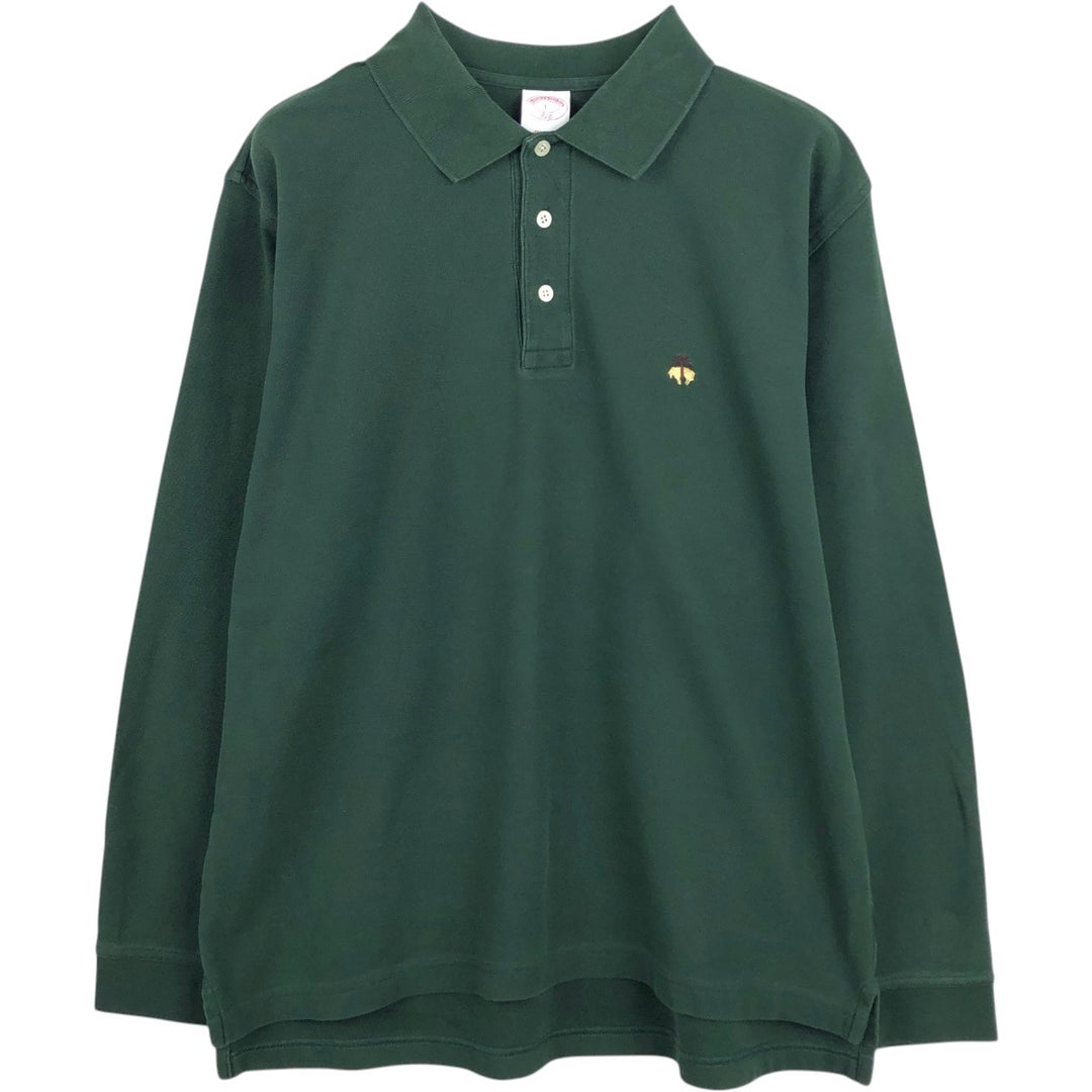 Brooks Brothers 346 Long Sleeve Polo Shirt, Men's Size L cotton green type Vintage Second Hand
