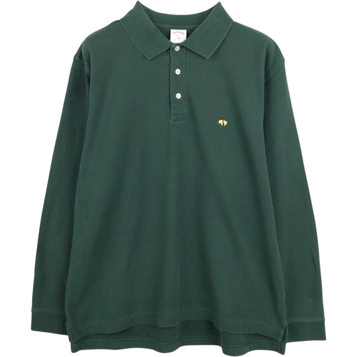 Brooks Brothers 346 Long Sleeve Polo Shirt, Men's Size L cotton green type Vintage Second Hand