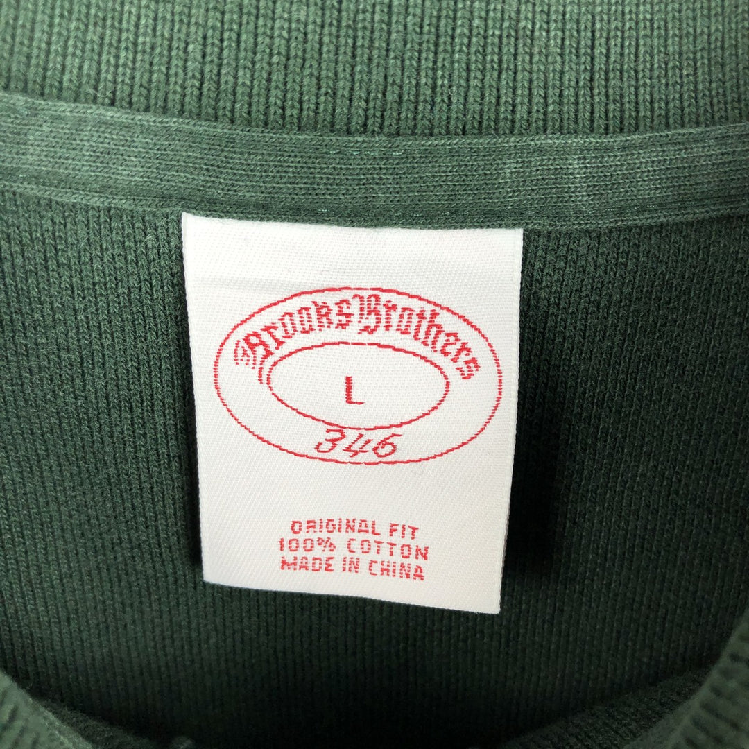 Brooks Brothers 346 Long Sleeve Polo Shirt, Men's Size L cotton green type Vintage Second Hand