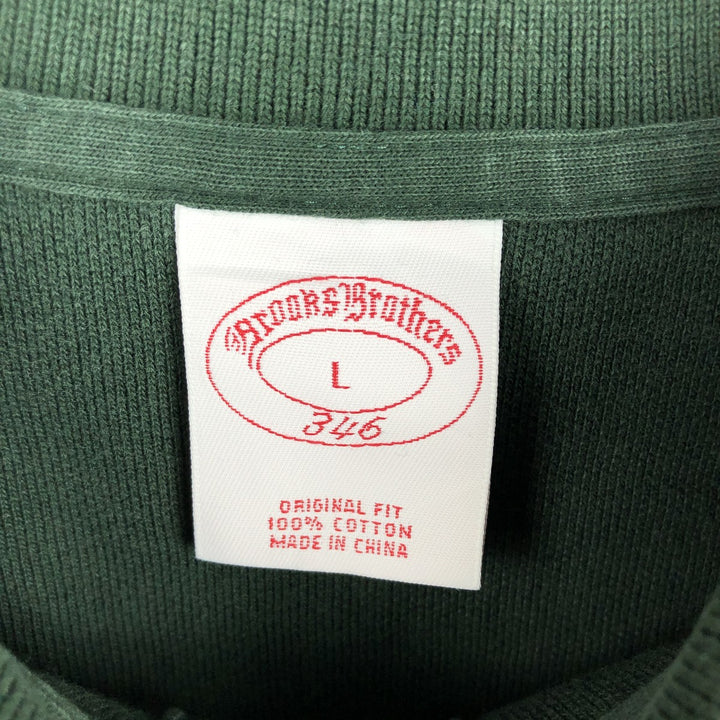 Brooks Brothers 346 Long Sleeve Polo Shirt, Men's Size L cotton green type Vintage Second Hand