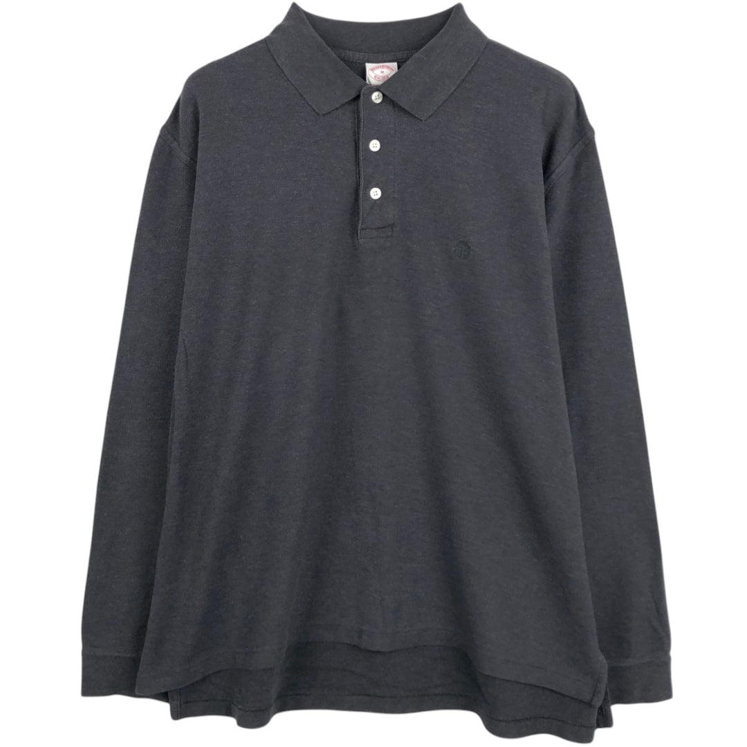 Brooks Brothers Est. 1818 Men's Long Sleeve Polo Shirt, Size M cotton Charcoal Vintage Second Hand
