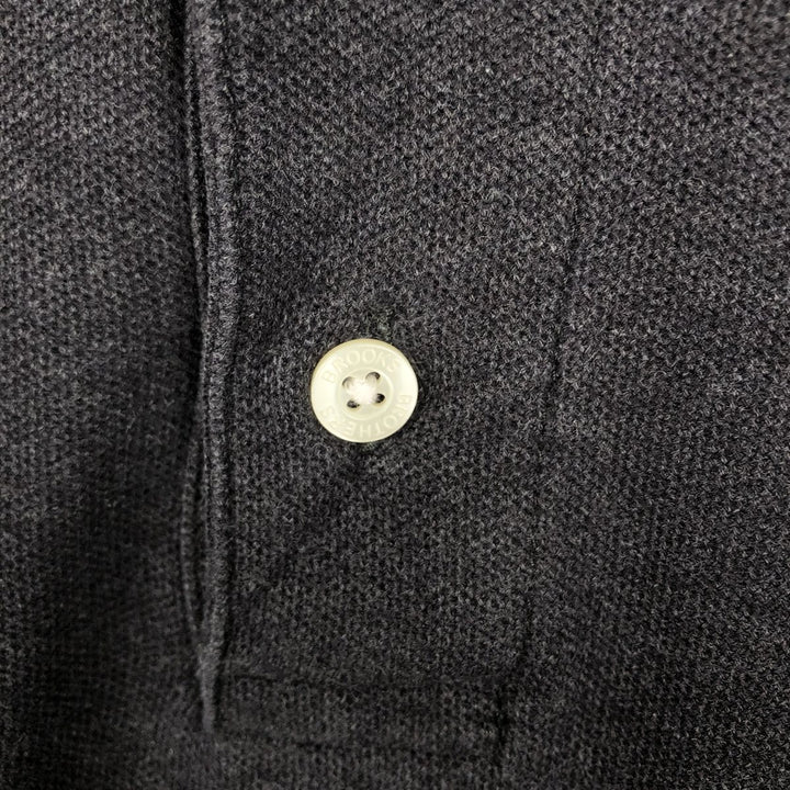 Brooks Brothers Est. 1818 Men's Long Sleeve Polo Shirt, Size M cotton Charcoal Vintage Second Hand