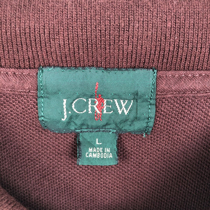 90'S J.Crew Long-Sleeve Polo Shirt, Men's Size L (Equivalent), Vintage cotton brown type Vintage Second Hand