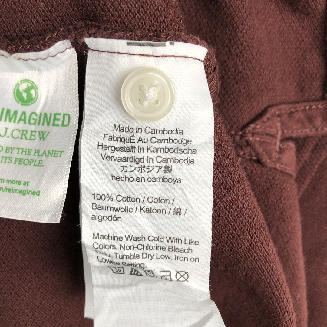 90'S J.Crew Long-Sleeve Polo Shirt, Men's Size L (Equivalent), Vintage cotton brown type Vintage Second Hand