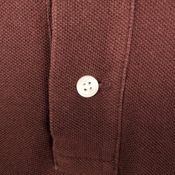 90'S J.Crew Long-Sleeve Polo Shirt, Men's Size L (Equivalent), Vintage cotton brown type Vintage Second Hand