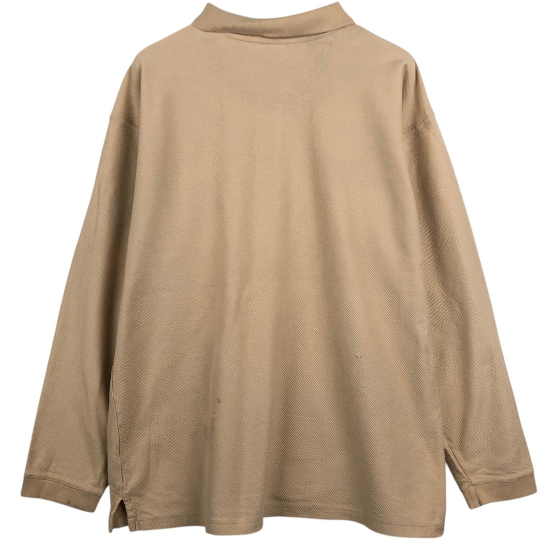 LLBean Men's Long Sleeve Polo Shirt (Size XL) cotton Beige type Vintage Second Hand