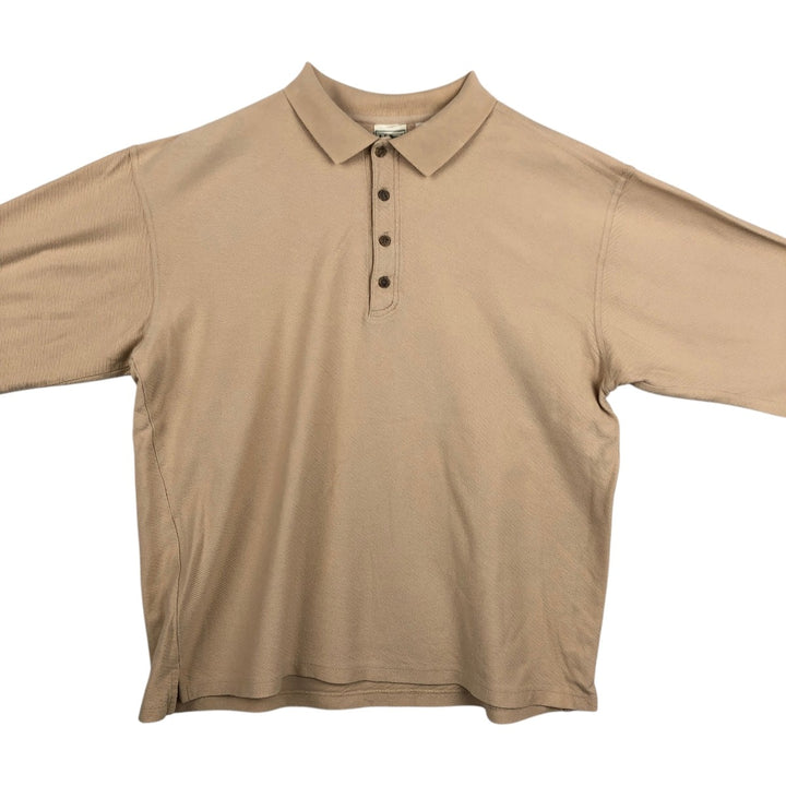 LLBean Men's Long Sleeve Polo Shirt (Size XL) cotton Beige type Vintage Second Hand