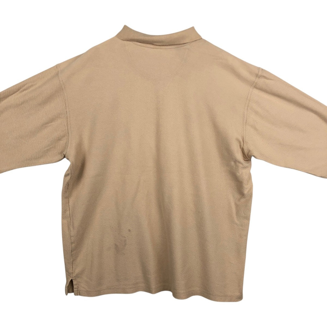 LLBean Men's Long Sleeve Polo Shirt (Size XL) cotton Beige type Vintage Second Hand