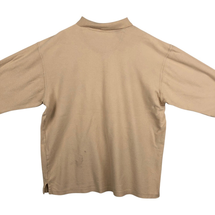 LLBean Men's Long Sleeve Polo Shirt (Size XL) cotton Beige type Vintage Second Hand