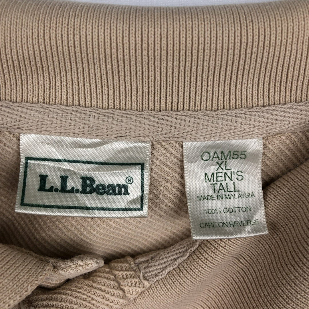 LLBean Men's Long Sleeve Polo Shirt (Size XL) cotton Beige type Vintage Second Hand