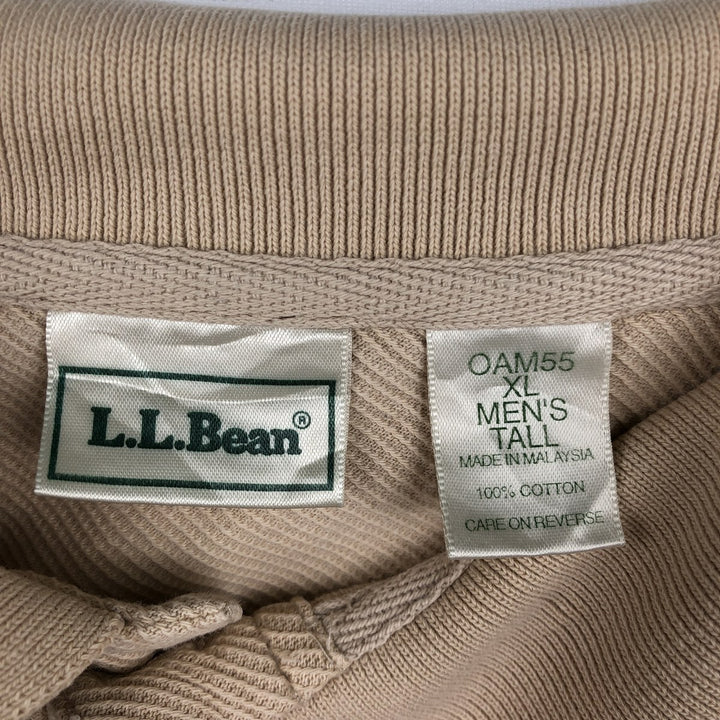 LLBean Men's Long Sleeve Polo Shirt (Size XL) cotton Beige type Vintage Second Hand