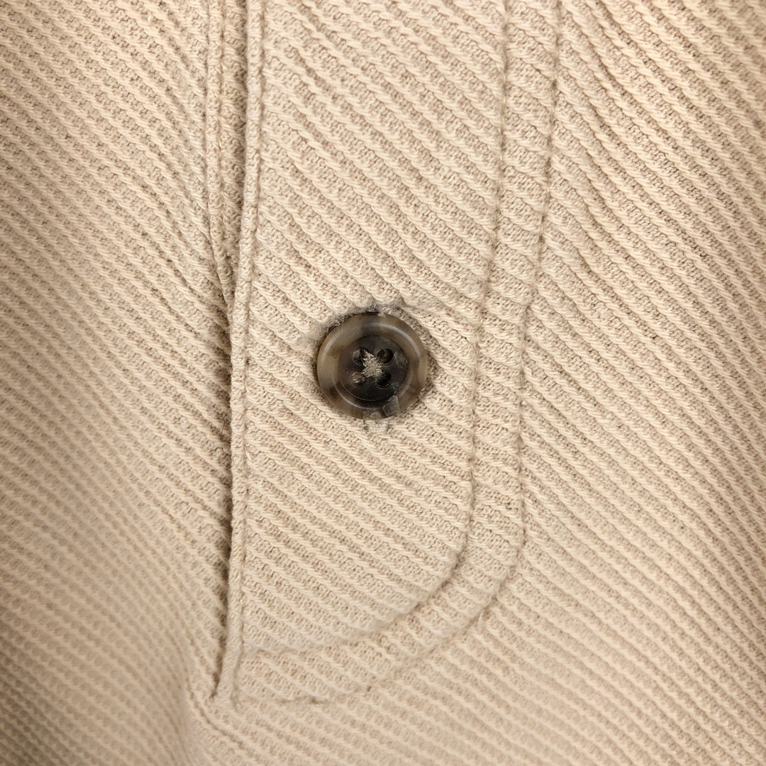 LLBean Men's Long Sleeve Polo Shirt (Size XL) cotton Beige type Vintage Second Hand