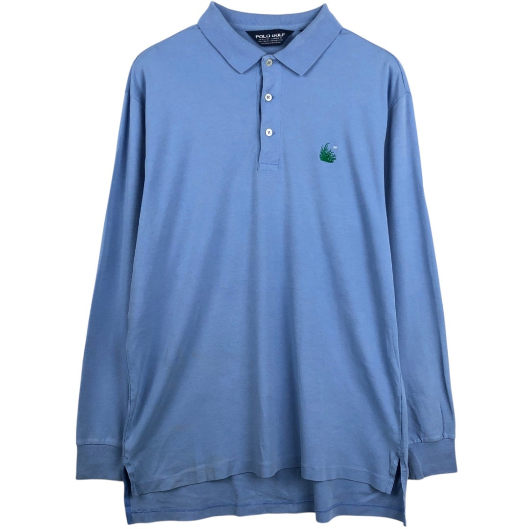 Ralph Lauren POLO GOLF Long sleeve polo shirt for men, size L Pima Cotton Blue type light blue Vintage Second Hand