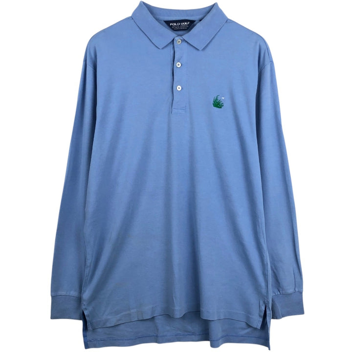 Ralph Lauren POLO GOLF Long sleeve polo shirt for men, size L Pima Cotton Blue type light blue Vintage Second Hand