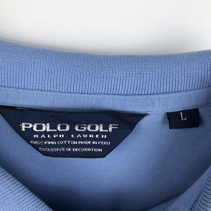 Ralph Lauren POLO GOLF Long sleeve polo shirt for men, size L Pima Cotton Blue type light blue Vintage Second Hand