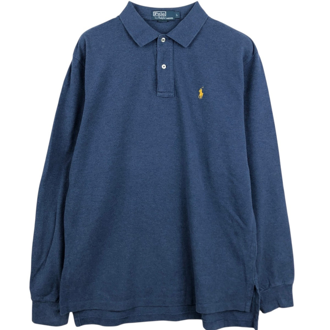 Ralph Lauren POLO by Ralph Lauren long sleeve polo shirt, men's size L cotton blue type Vintage Second Hand