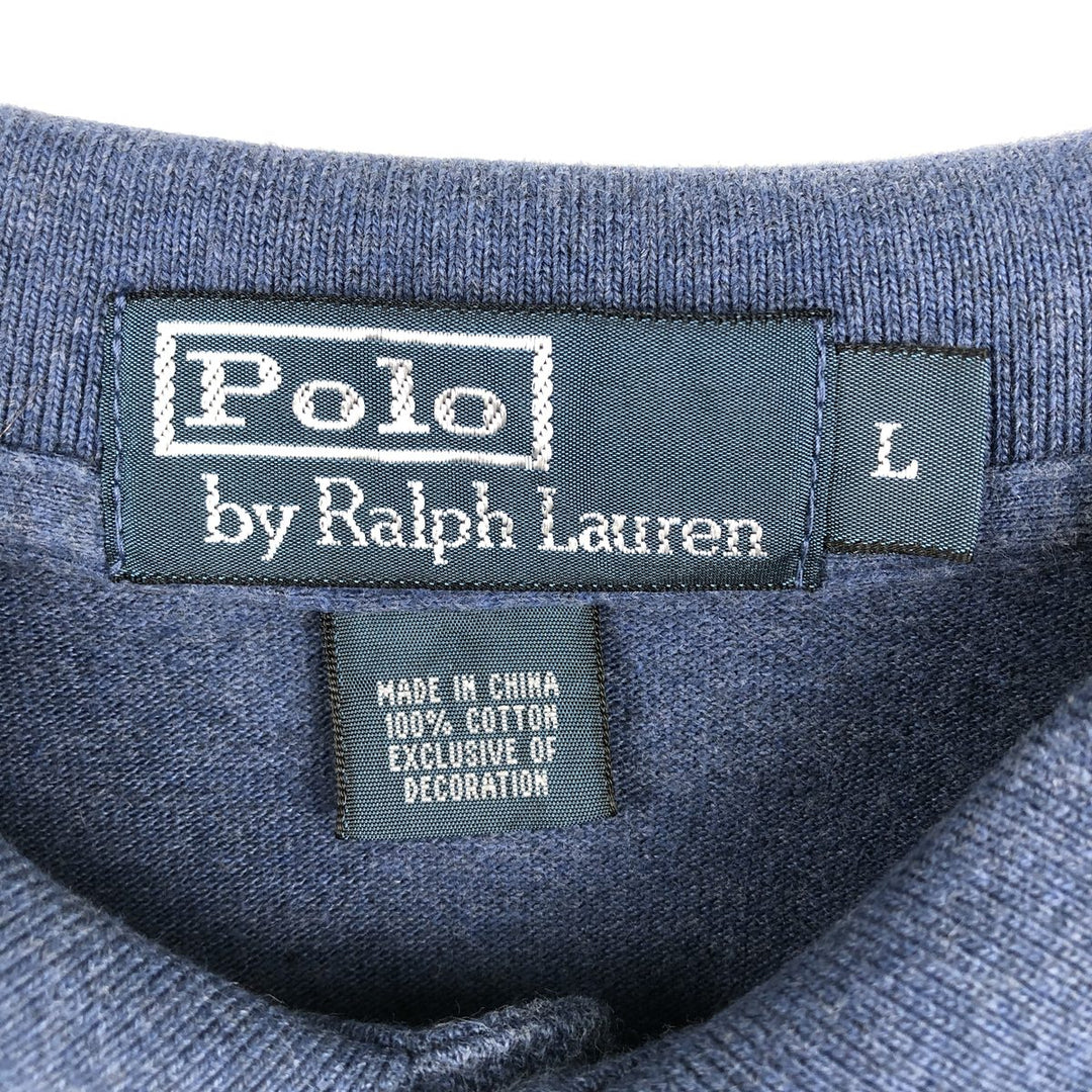 Ralph Lauren POLO by Ralph Lauren long sleeve polo shirt, men's size L cotton blue type Vintage Second Hand