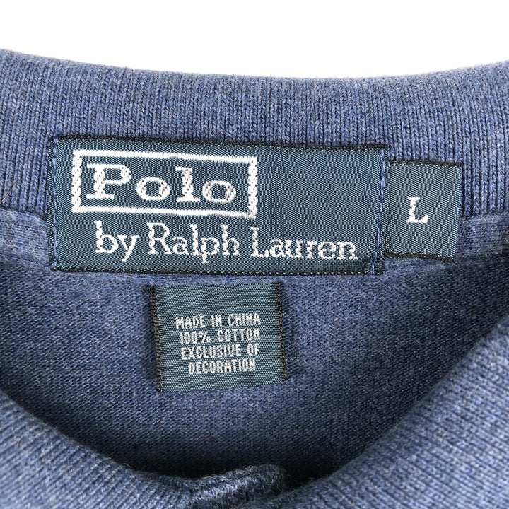 Ralph Lauren POLO by Ralph Lauren long sleeve polo shirt, men's size L cotton blue type Vintage Second Hand
