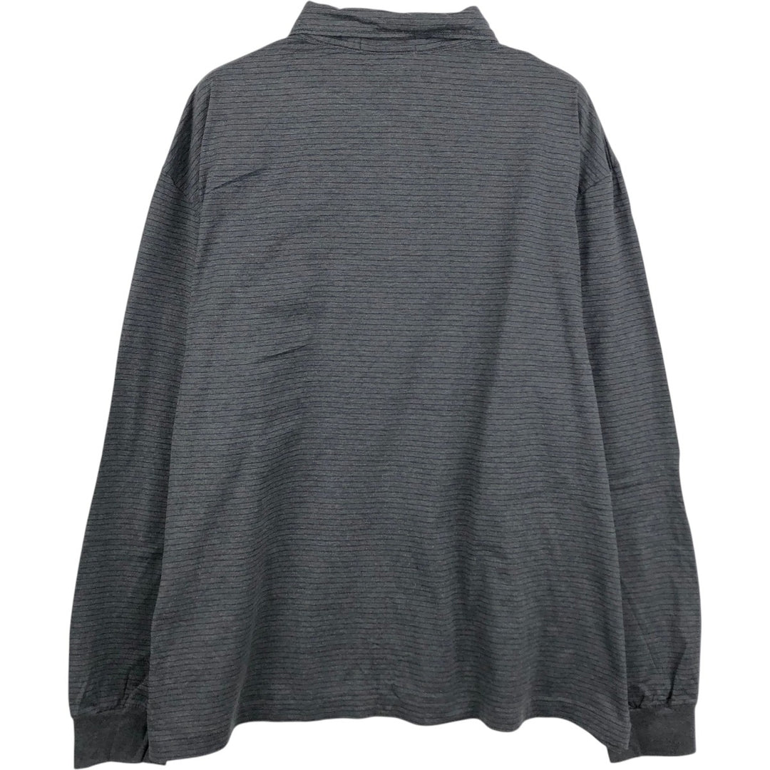 Ralph Lauren POLO by Ralph Lauren Long Sleeve Striped Polo Shirt Men's XL Pima Cotton Charcoal Vintage Second Hand