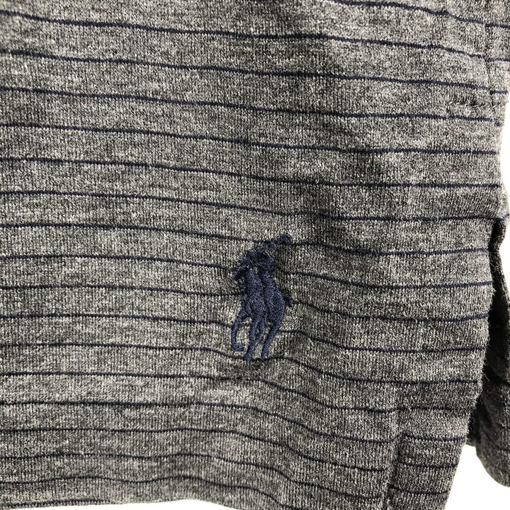 Ralph Lauren POLO by Ralph Lauren Long Sleeve Striped Polo Shirt Men's XL Pima Cotton Charcoal Vintage Second Hand