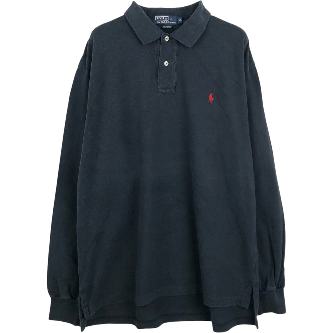 Ralph Lauren POLO by Ralph Lauren long sleeve polo shirt, men's XL size cotton black type Vintage Second Hand