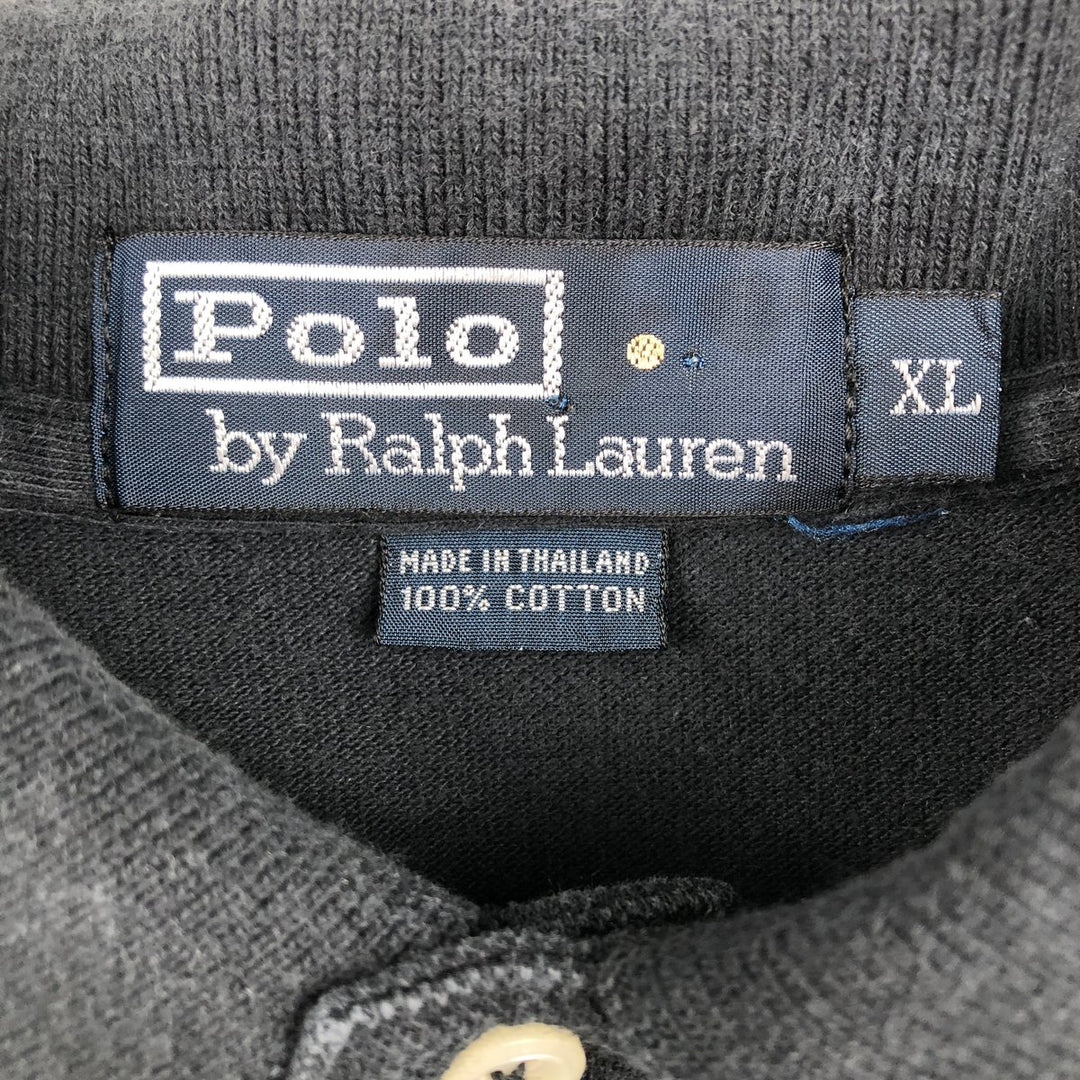 Ralph Lauren POLO by Ralph Lauren long sleeve polo shirt, men's XL size cotton black type Vintage Second Hand