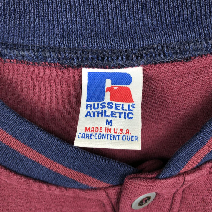 90'S Russell Henley Neck Plain Blank Sweatshirt, Made in USA, Men's Size M (Equivalent), Vintage cotton Red type red-purple Vintage Second Hand