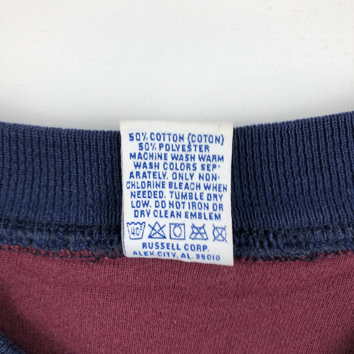 90'S Russell Henley Neck Plain Blank Sweatshirt, Made in USA, Men's Size M (Equivalent), Vintage cotton Red type red-purple Vintage Second Hand