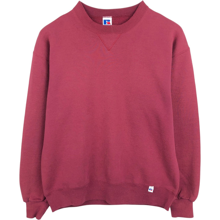90'S Russell plain blank sweatshirt, sweatshirt, made in USA, men's size L, vintage cotton Red type red-purple Vintage Second Hand