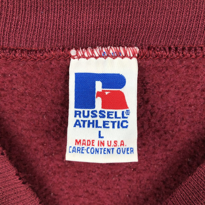90'S Russell plain blank sweatshirt, sweatshirt, made in USA, men's size L, vintage cotton Red type red-purple Vintage Second Hand