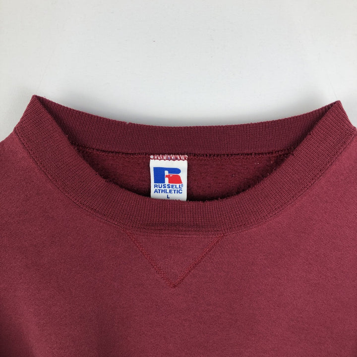 90'S Russell plain blank sweatshirt, sweatshirt, made in USA, men's size L, vintage cotton Red type red-purple Vintage Second Hand