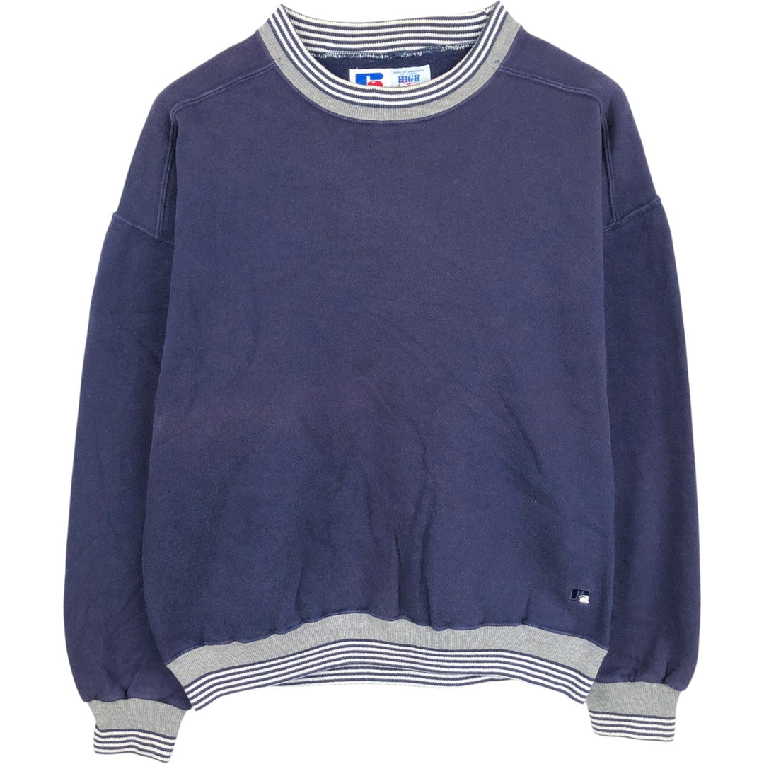 90'S Russell High Cotton Blank Sweatshirt, Made in USA, Men's Size XL, Vintage cotton navy blue type Vintage Second Hand