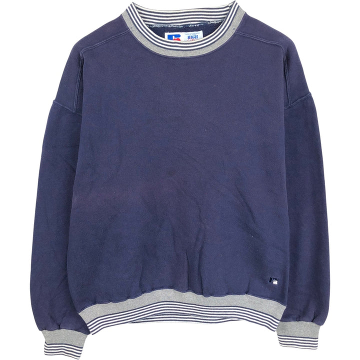 90'S Russell High Cotton Blank Sweatshirt, Made in USA, Men's Size XL, Vintage cotton navy blue type Vintage Second Hand