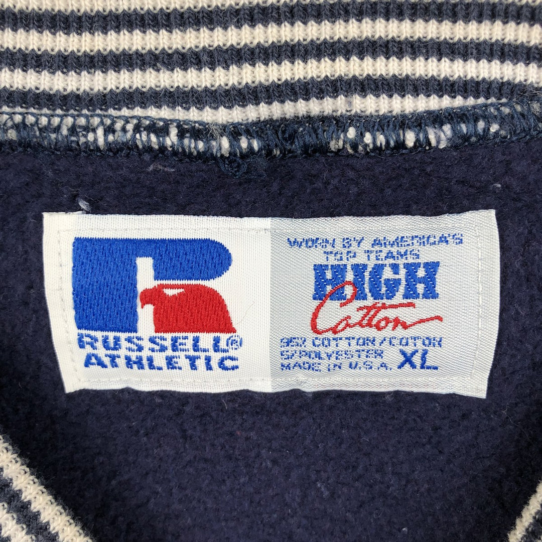 90'S Russell High Cotton Blank Sweatshirt, Made in USA, Men's Size XL, Vintage cotton navy blue type Vintage Second Hand