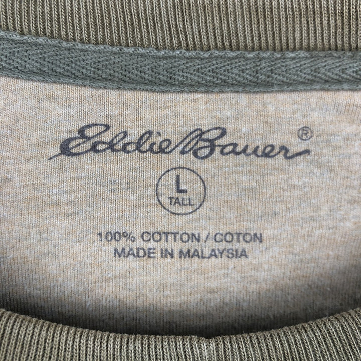 Eddie Bauer Thermal Long-Sleeve T-Shirt, Men's Size L (approx.) cotton Khaki type Vintage Second Hand