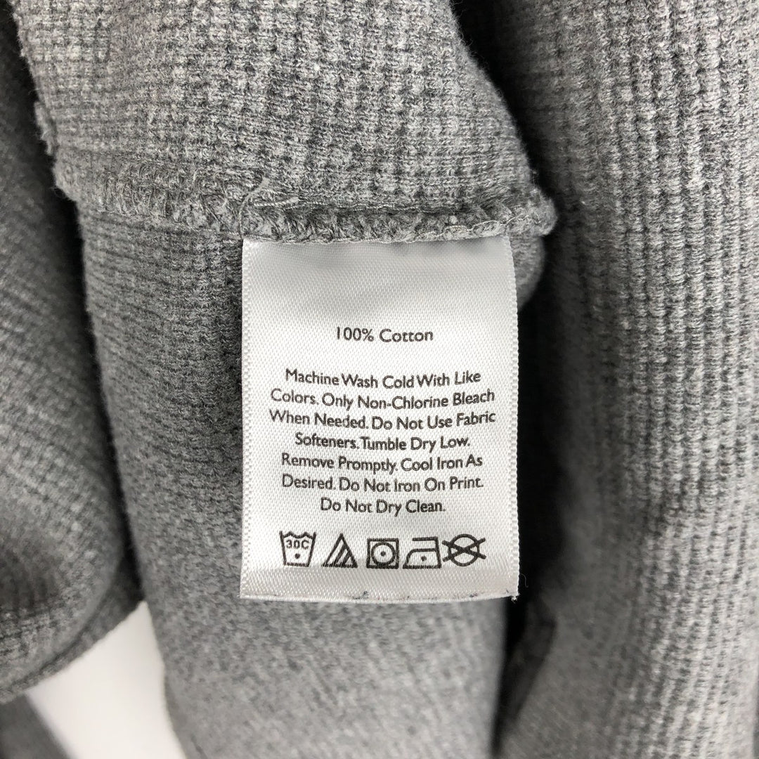 Eddie Bauer Henley Neck Thermal Long T-Shirt Waffle Men's M Size cotton gray type Vintage Second Hand