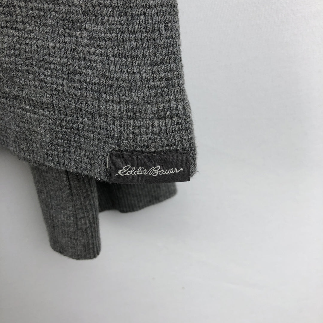 Eddie Bauer Henley Neck Thermal Long T-Shirt Waffle Men's M Size cotton gray type Vintage Second Hand